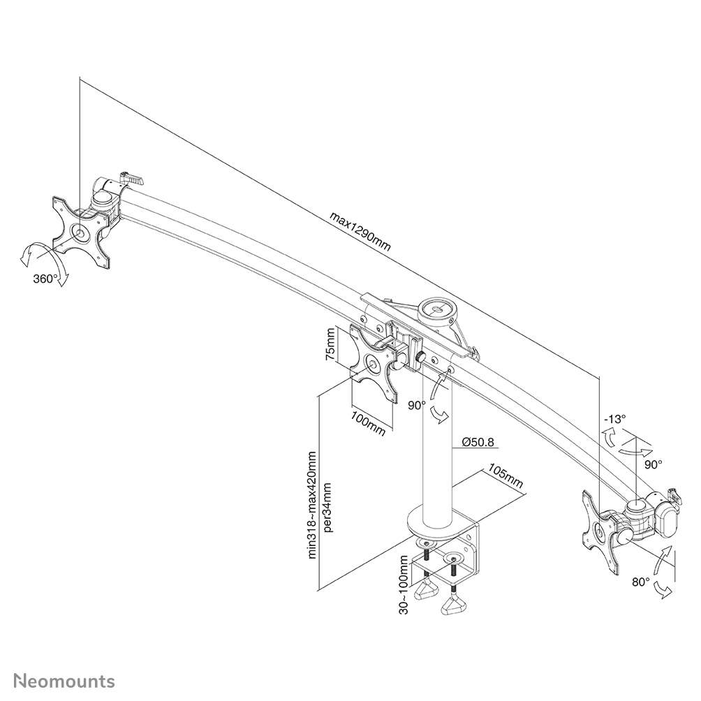 Neomounts FPMA-D700D3 Monitorarm 10-27"